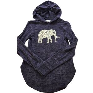 Women's Navy Elephant Hoodie Sweater Size XS
